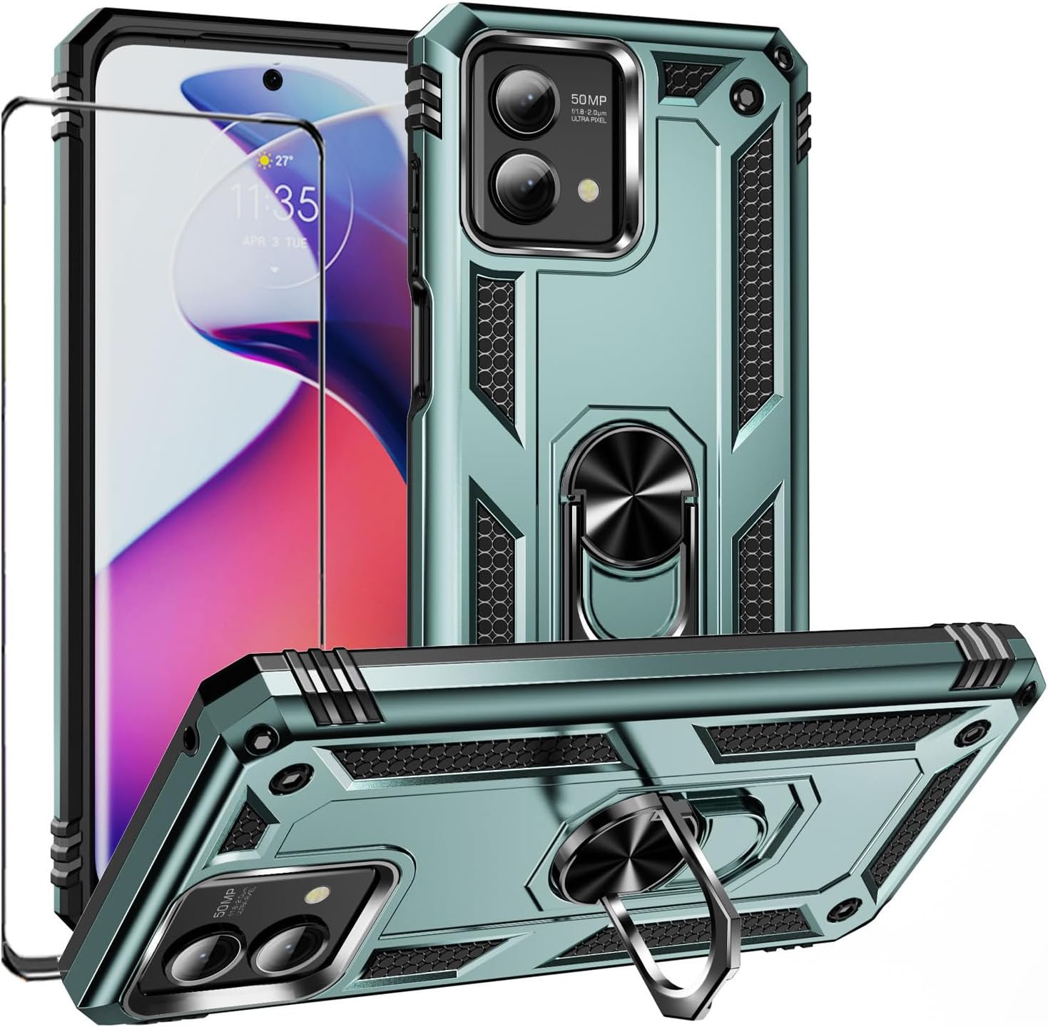 Detalle de WVOZWWO Moto G Stylus 5G 2023 Case with Screen Protector and Ring Kickstand