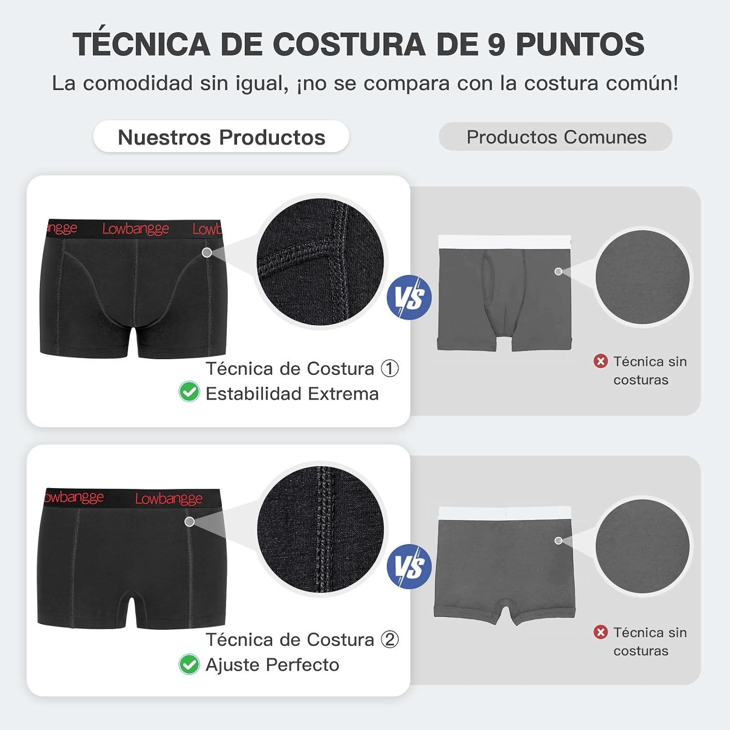 Detalle de Lowbangge Calzoncillos Boxer pack 9, algodón 95%