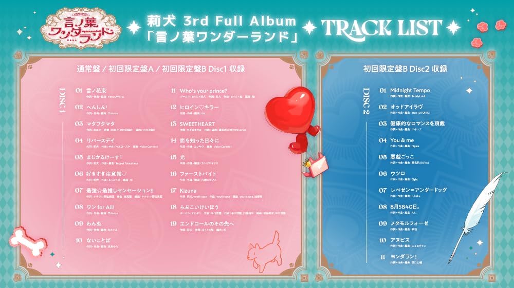 Detalle 2 de 莉犬『言ノ葉ワンダーランド』通常盤|3rdフルアルバム・全19曲収録予定