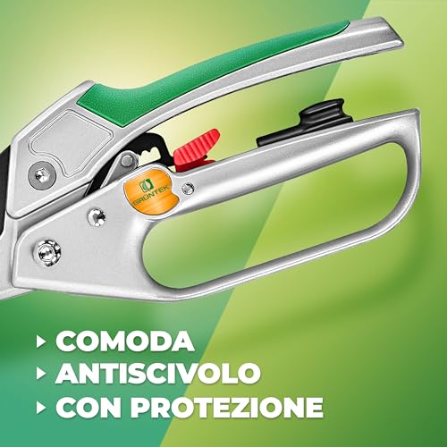 Detalle 2 de GRÜNTEK forbici da potatura a cricchetto 20 cm