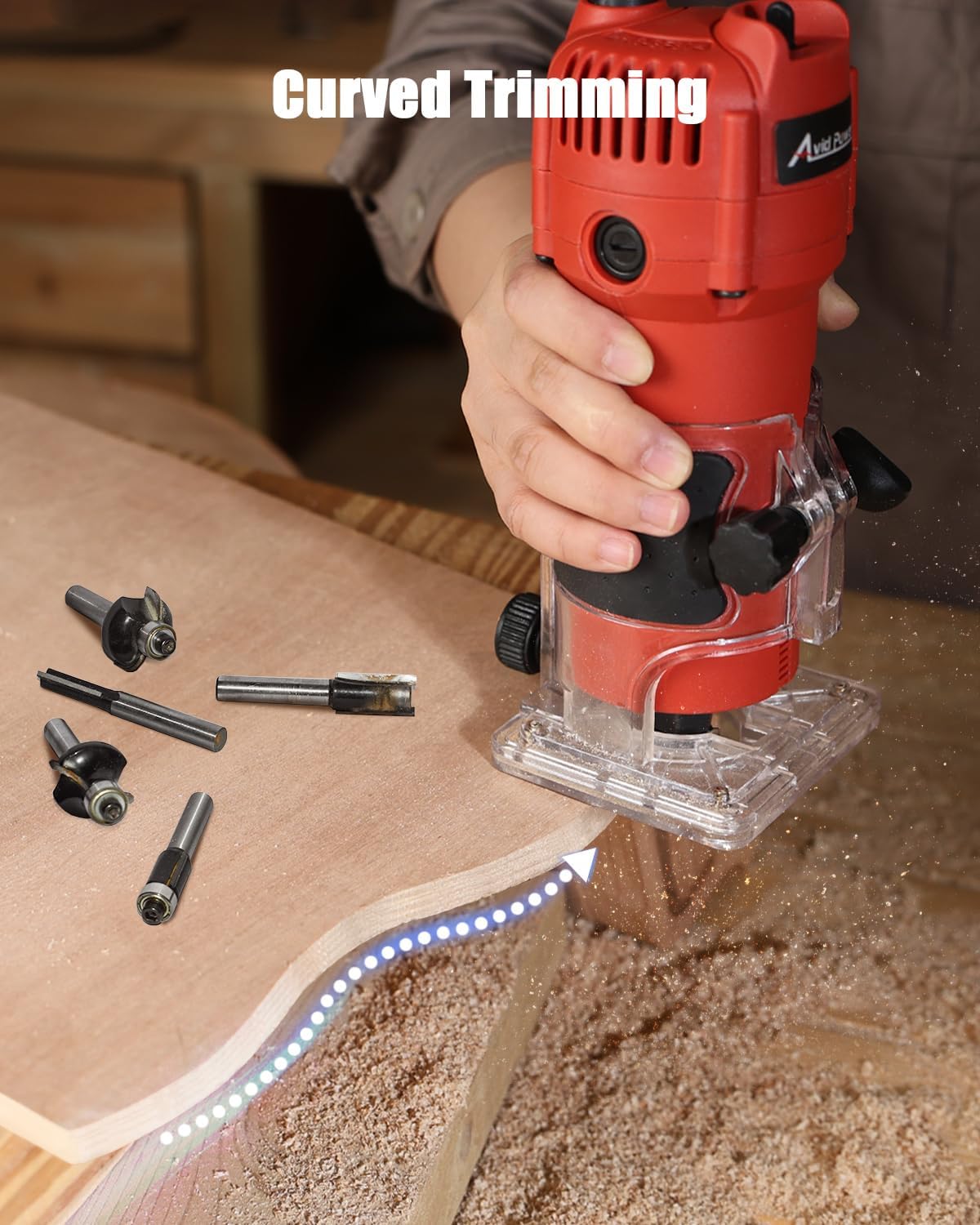 Detalle 1 de AVID POWER 630W Compact Wood Router, 35,000 RPM, 1/4" Collet