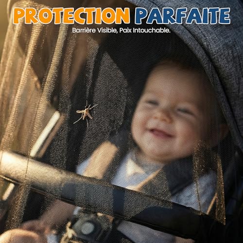 Thumbnail 7 de Orzbow Lot de 2 Moustiquaire Poussette Universelle, Noir – protection flexible et pratique