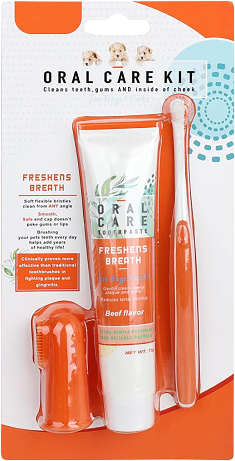 Dog Dental Care Set with Beef Toothpaste