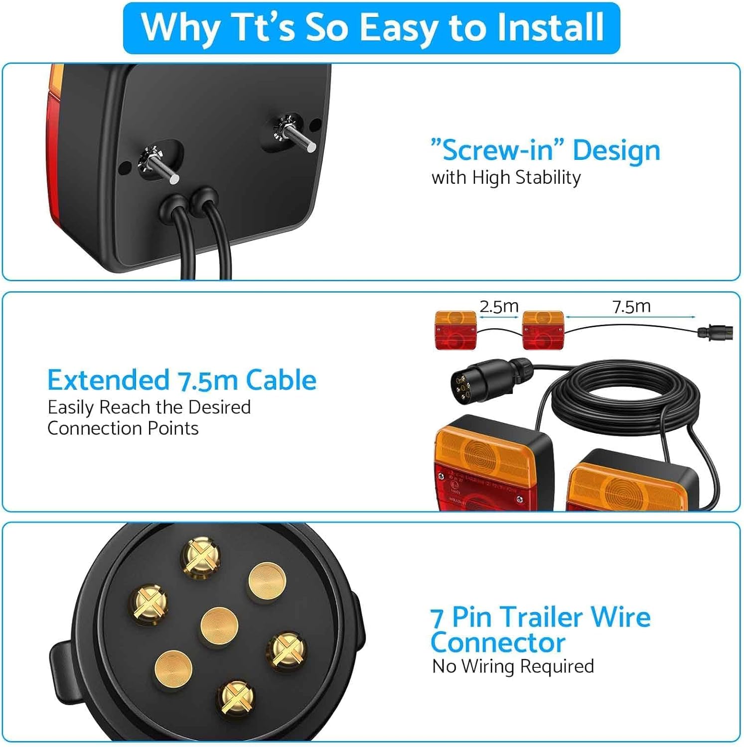 Thumbnail 2 de eSynic Trailer Light Set Professional 2pcs 12V with 7.5 m cable (E-Mark)