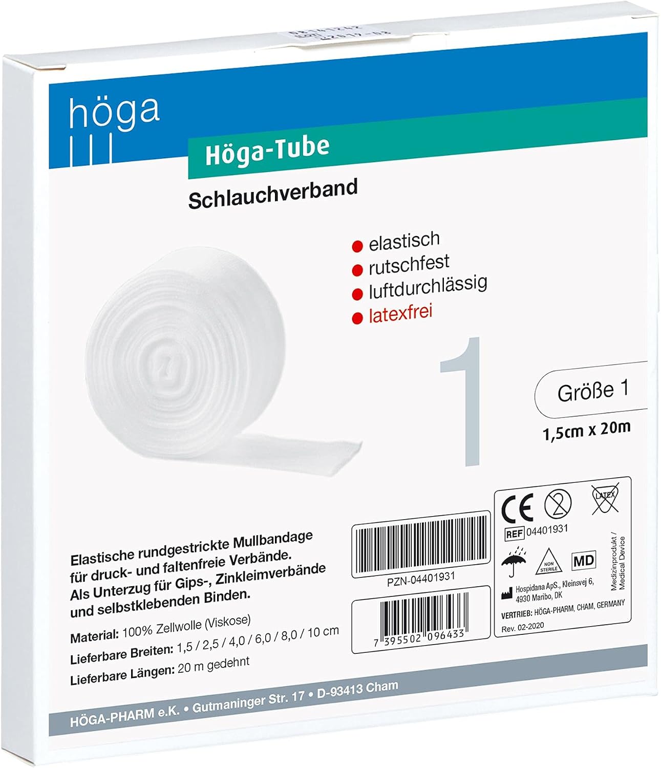 Detalle de Höga 4401931 tubförband, storlek 1, 1,5 cm x 20 m