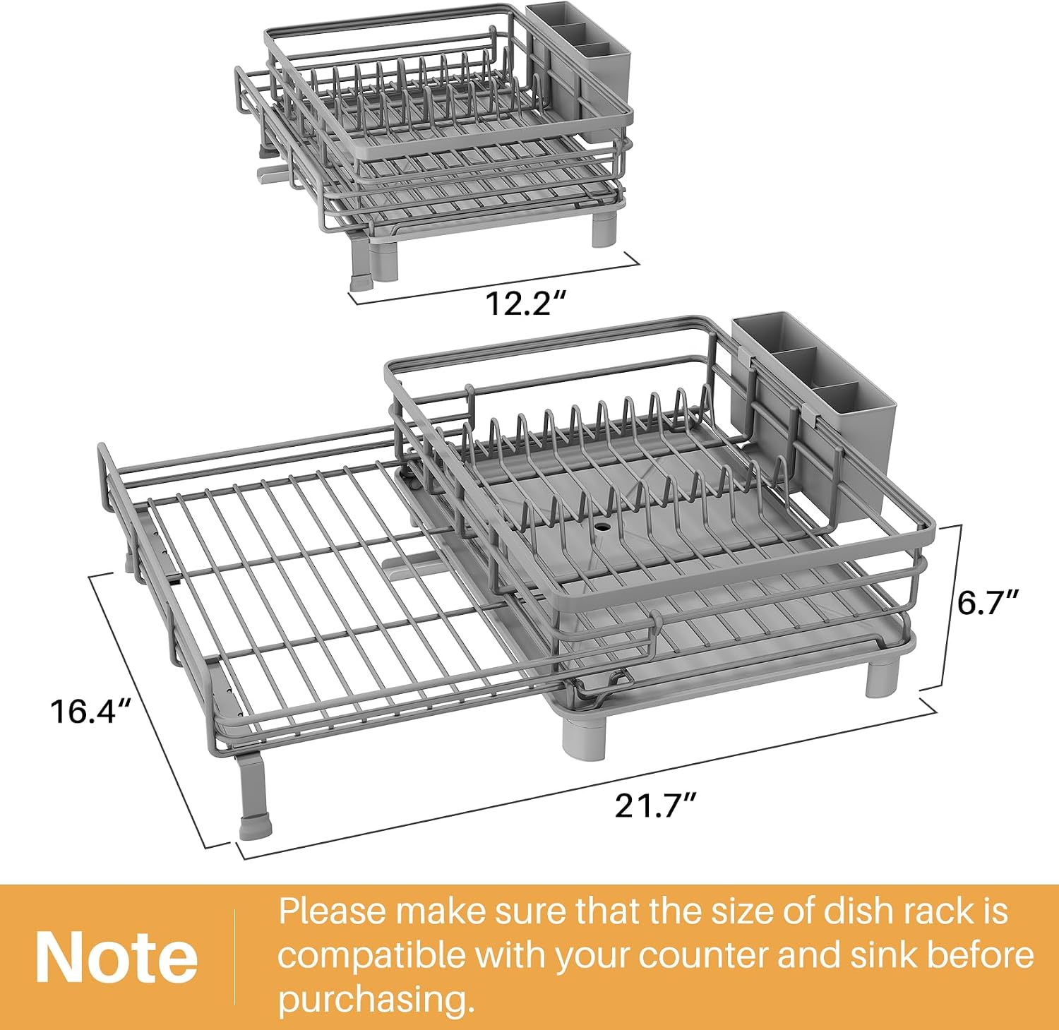 Detalle de SNTD SN-YYC1T Expandable Dish Drying Rack, Stainless Steel, Gray