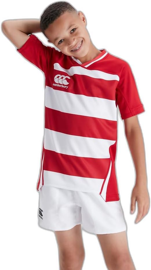 Detalle de Canterbury Boys’ Vapodri Evader Hooped Rugby Jersey (Pro Athletic Fit)