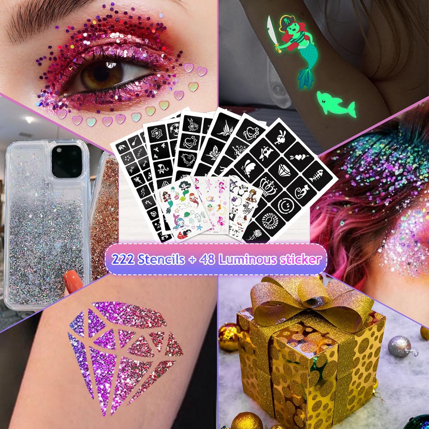 Thumbnail 3 de Glitzer Tattoo Set Gigmeta 18 Farben