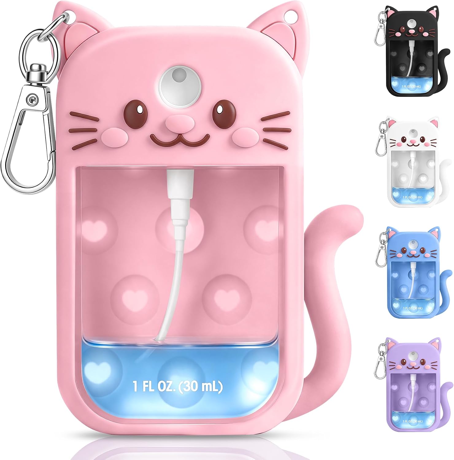 YENMOP Pink Silicone Hand Sanitizer Case for Touchland Power Mist with Keychain