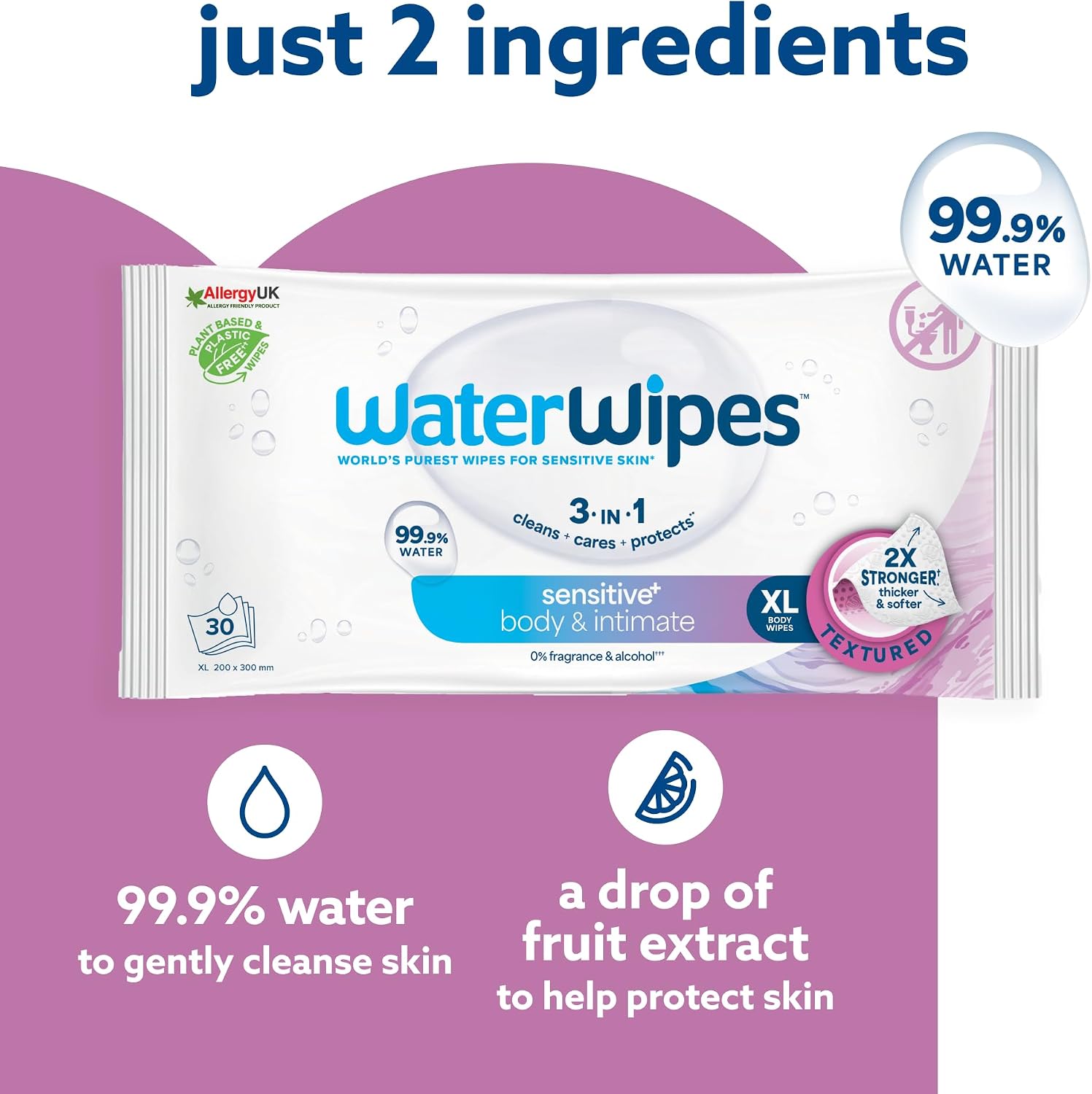 Detalle 2 de WaterWipes Sensitive+ Body & Intimate Wipes 90