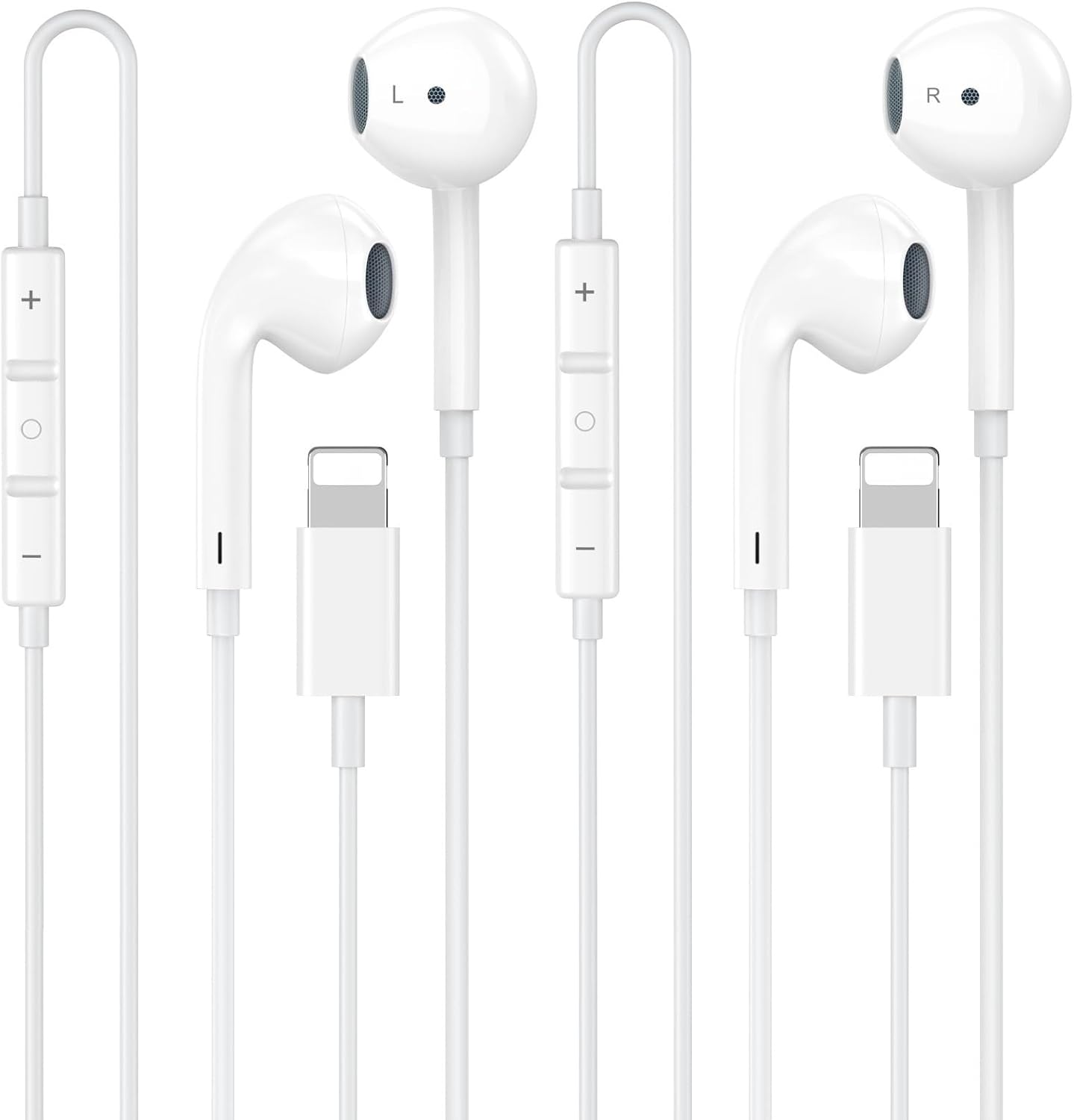 Detalle de 2 Pack Apple MFi Certified iPhone Lightning Headphones with Remote and Mic