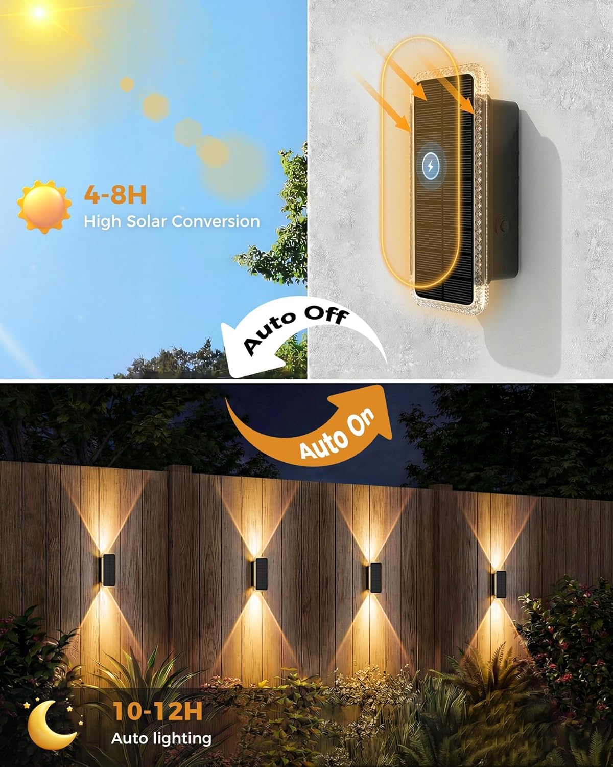Thumbnail 3 de Vighep Solar Fence Lights Outdoor Garden (4 Pack) Up & Down Wall Lights with 5 Colour Temperatures