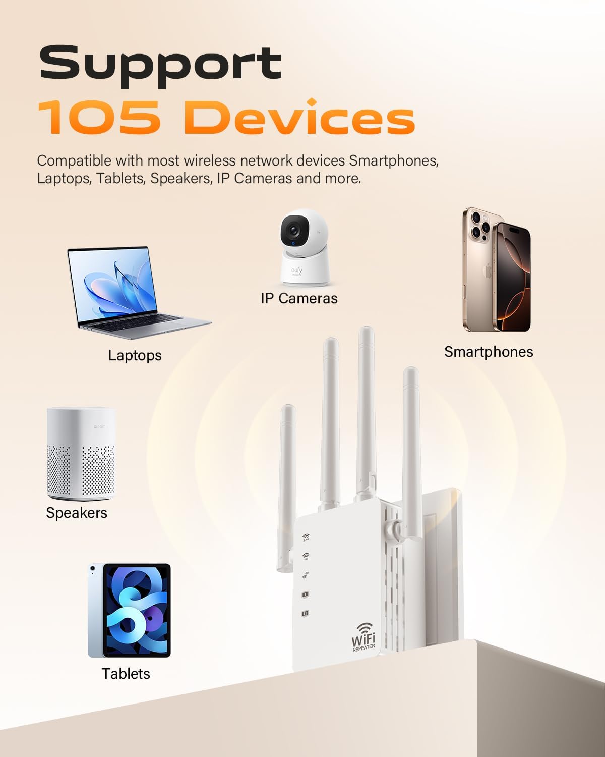 Thumbnail 6 de WiFi Extender Signal Booster Dual Band 5GHz/2.4GHz with 12880 Sq.ft Coverage and 4 Antennas