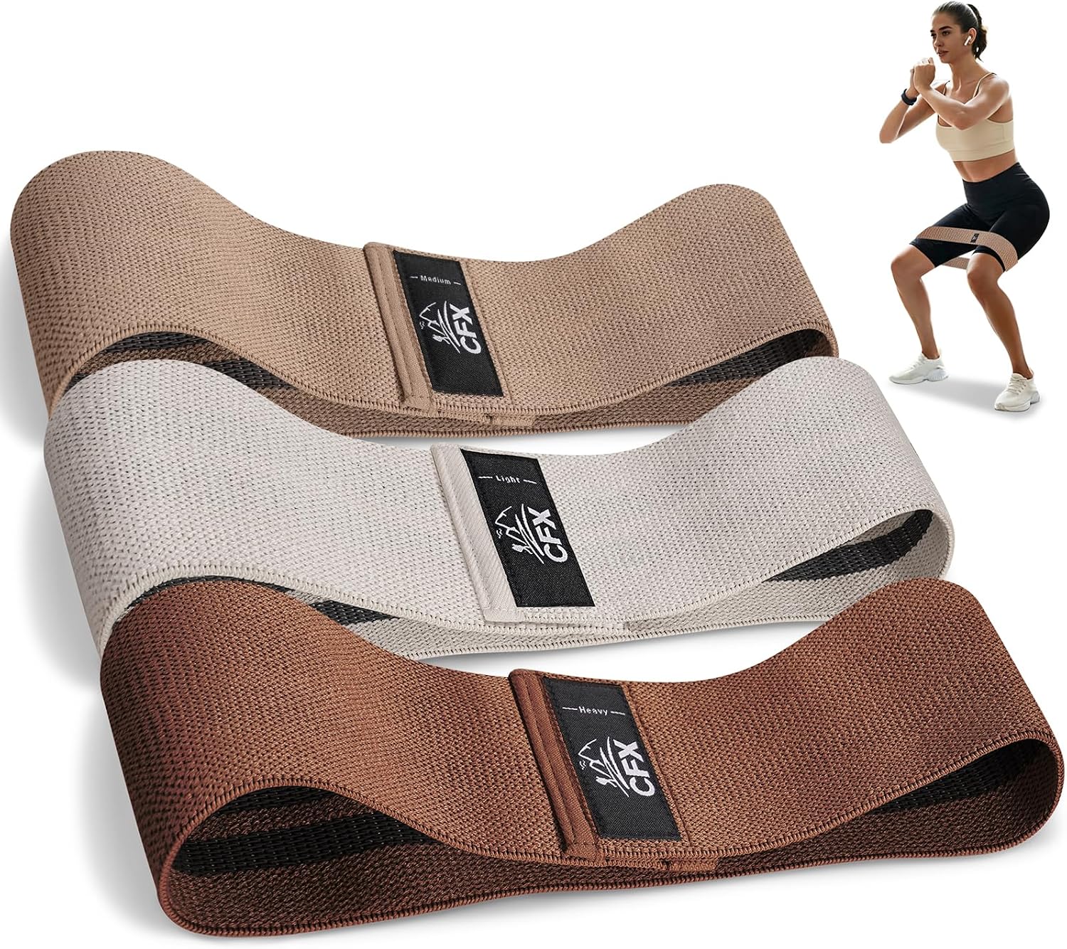 Detalle de CFX Resistance Bands, Fabric Exercise Loops with 3 Resistance Levels