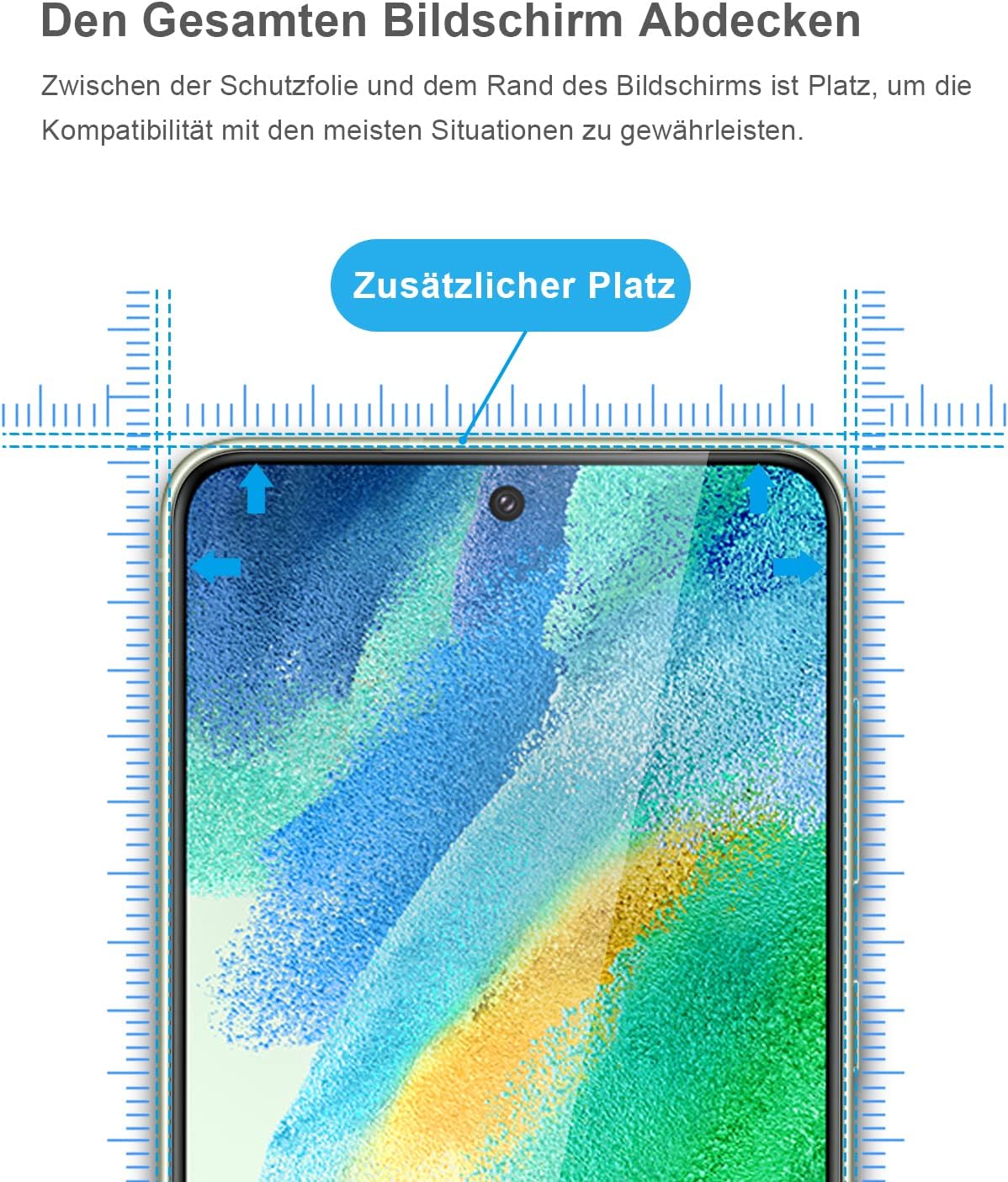 Detalle de Schutzfolie für Samsung Galaxy S21 FE 5G/4G – Panzer Glas, 2-Stück, 9H Härte, Blasenfrei, HD-Klar