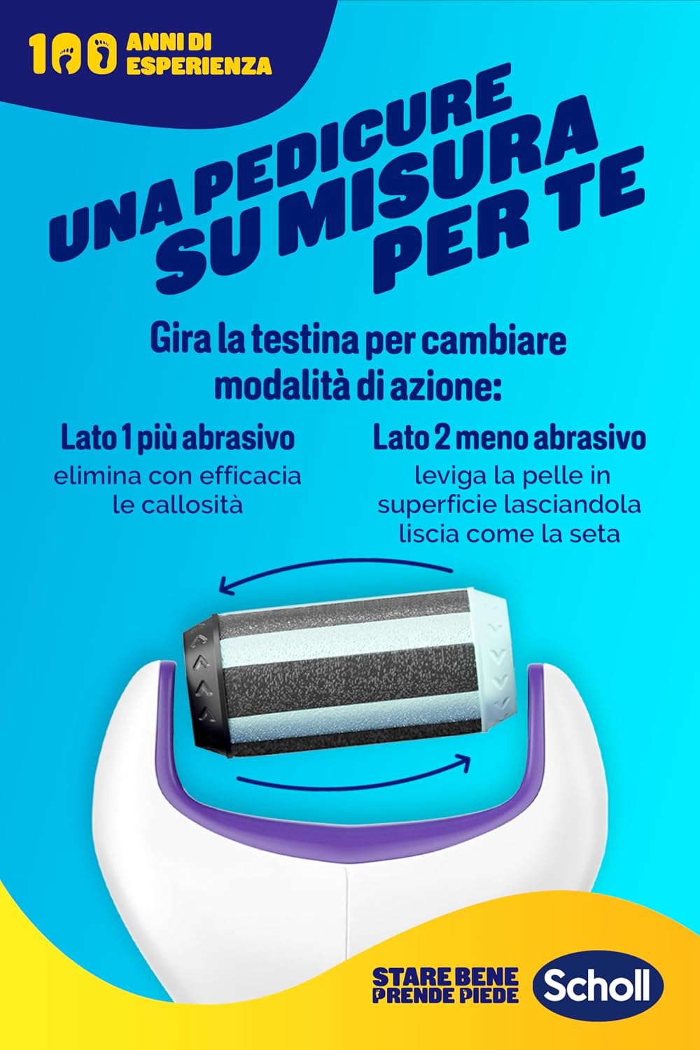Detalle de Scholl 2in1 Leviga e Ammorbidisce Limited Edition – Pedicure Elettrico per Piedi e Talloni, Kit Professionale con 3 Testine