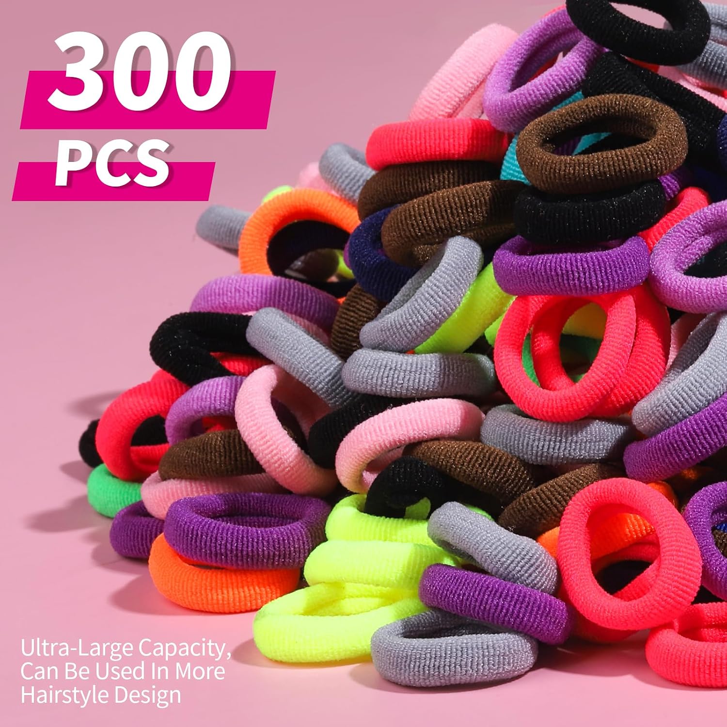 Detalle 2 de YGDZ Cotton Mini Hair Ties, 300 Seamless Multicolor Elastics for Kids