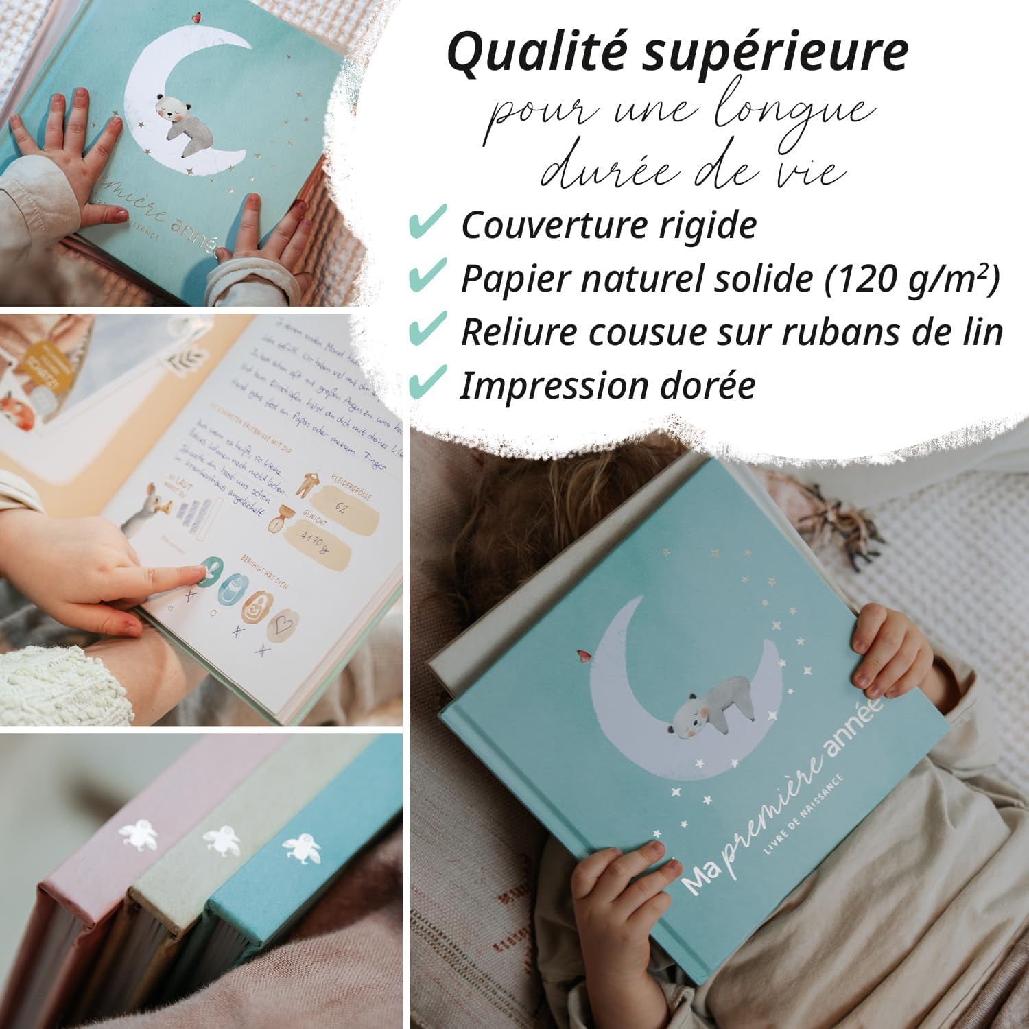 Thumbnail 5 de Livre de naissance Ma première année + set d’autocollants – album bébé 80 pages