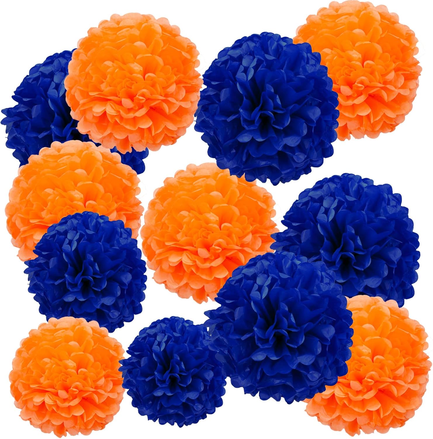 Detalle de Ainmto 12 Stück Seidenpapier-Pompons blau und grün (dunkelblau/blau/grün) für Partydeko