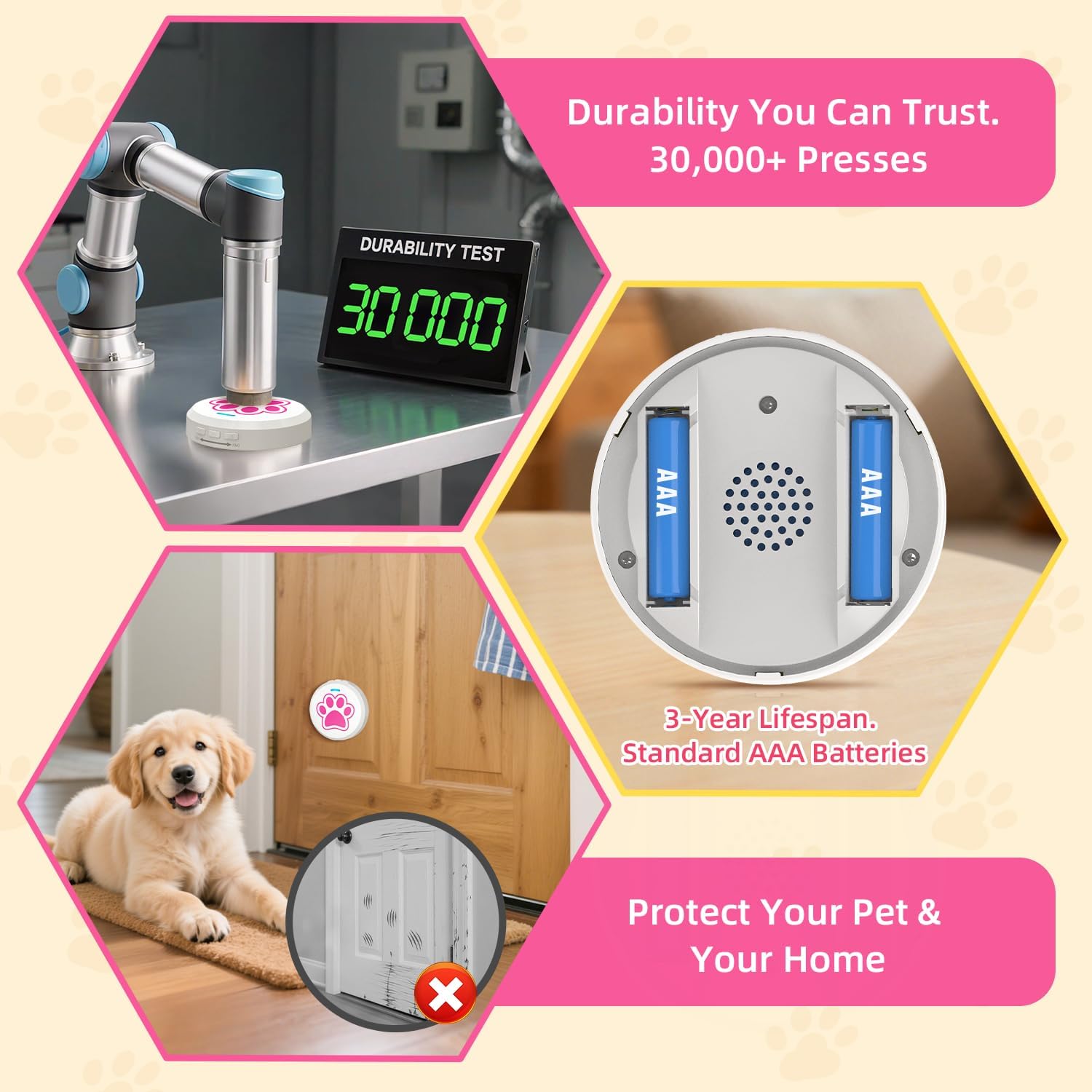 Thumbnail 6 de ChunHee Touch-Design Dog Doorbell for Toilet Training: Adjustable Volume, 28 Ringtones, and Easy 30-Second Setup