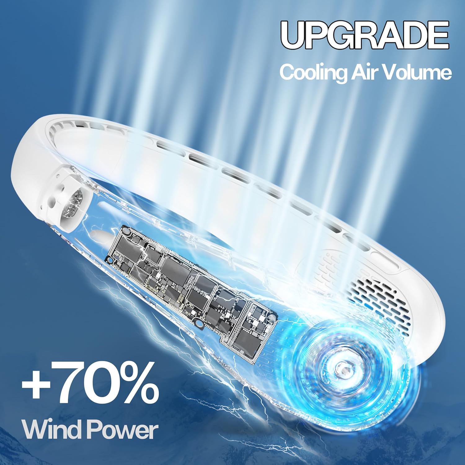 Detalle de Neck Fan: Portable Bladeless Neck Fan with LED Display and 360° Airflow