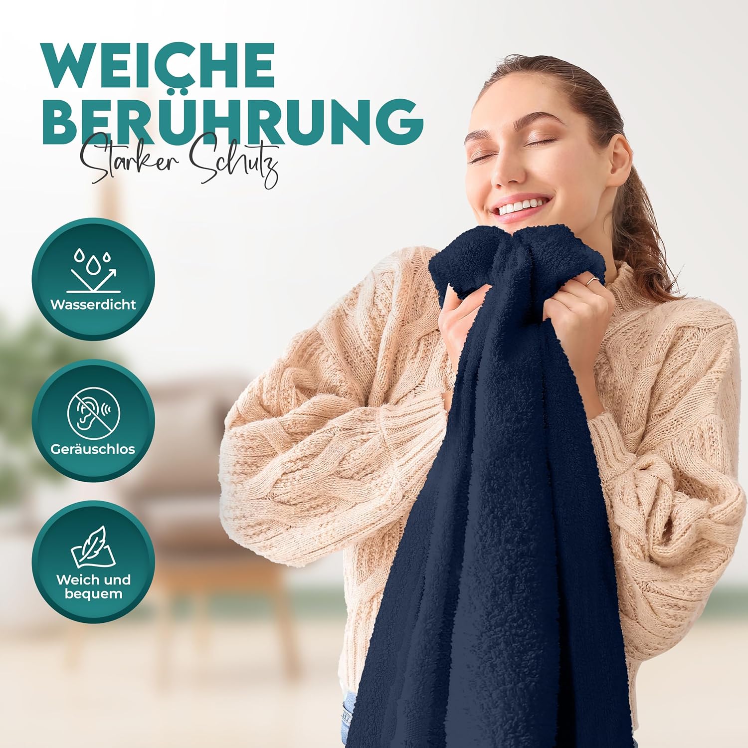 Thumbnail 4 de Utopia Bedding Matratzenschoner 140 x 200 x 30 cm – Wasserdicht, OEKO-TEX zertifiziert, Marineblau