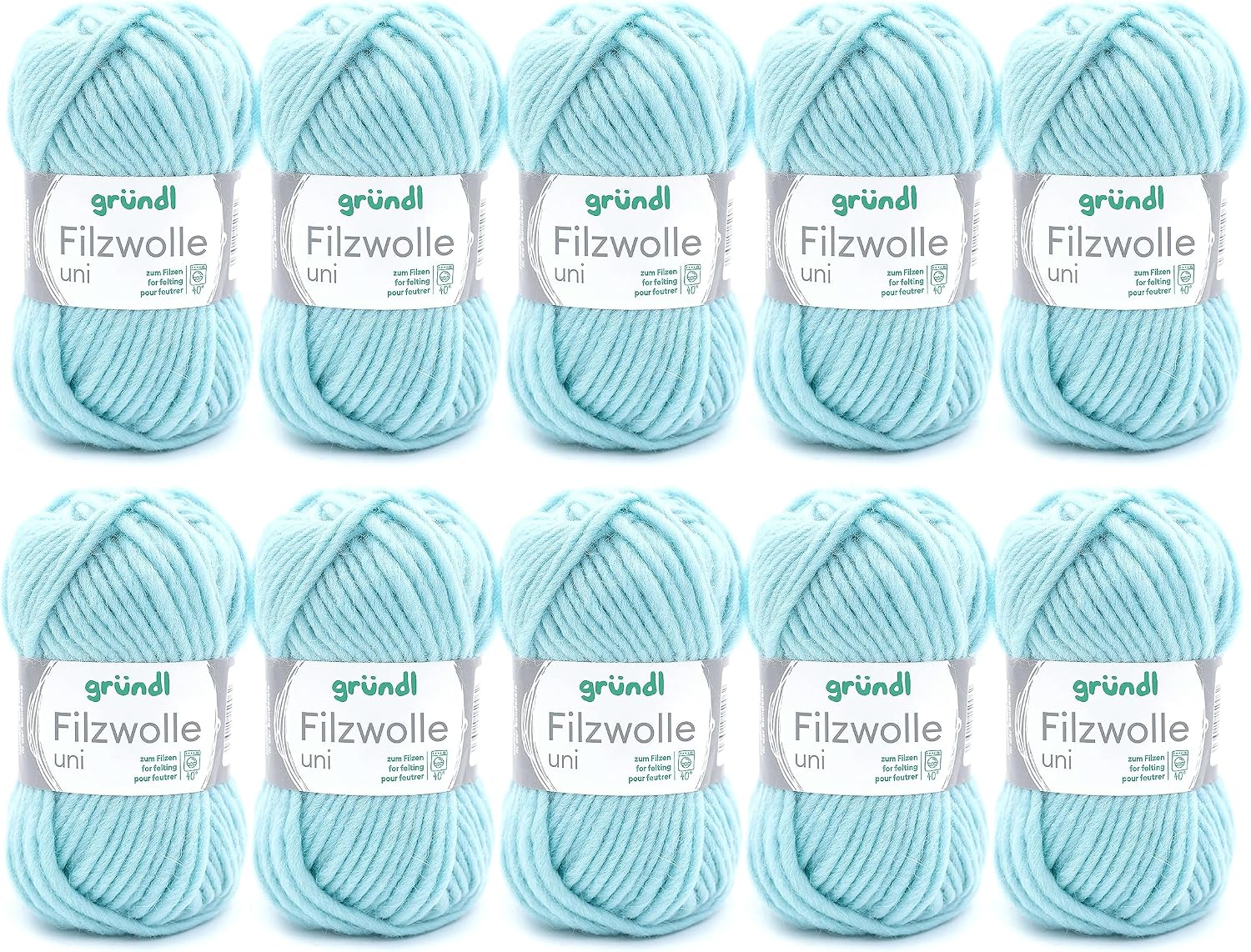 Thumbnail 5 de Gründl Uni włóczka filcowa, 10 × 50 g, 100% żywa wełna, fuksja