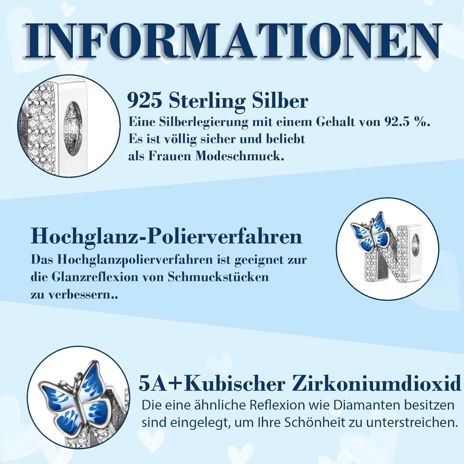 Detalle 2 de XWN Buchstabe Charm Anhänger A–Z aus 925 Sterling Silber – Pandora-kompatibel