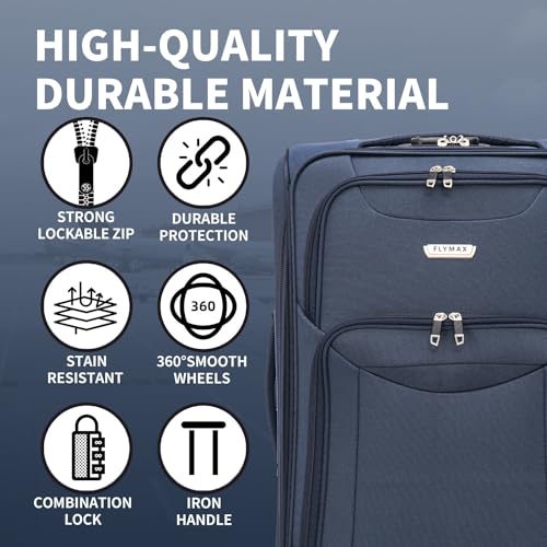 Detalle de FLYMAX 24\" Medium Super Lightweight 4-Wheel Suitcase (Navy)