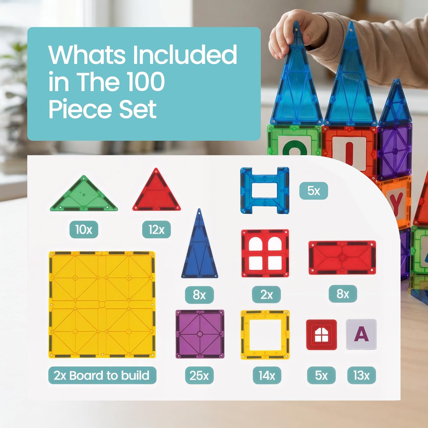 Thumbnail 2 de Playmags Magnetische Bausteine Classic Set mit 100 Teilen (inkl. Clickins-Zubehör)