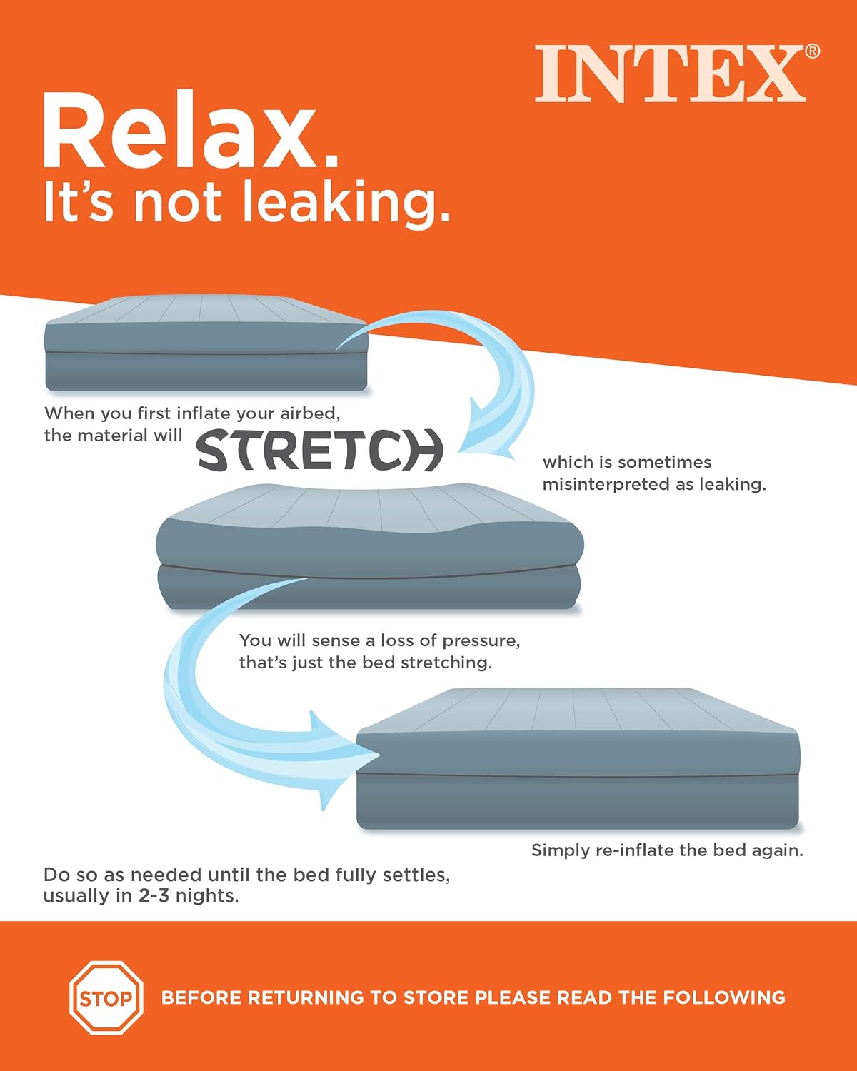 Detalle de Intex 64757E Dura-Beam Standard Downy Air Mattress: Twin, 10in, 300lb Capacity