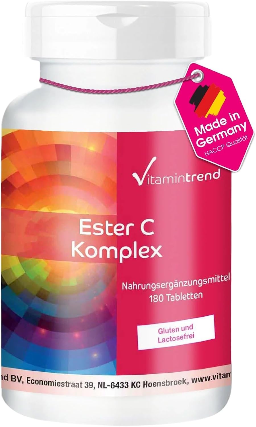 Detalle de Vitamintrend Ester C Komplex: 180 Tabletten, vegane Vitamin-C-Nahrungsergänzung aus Deutschland