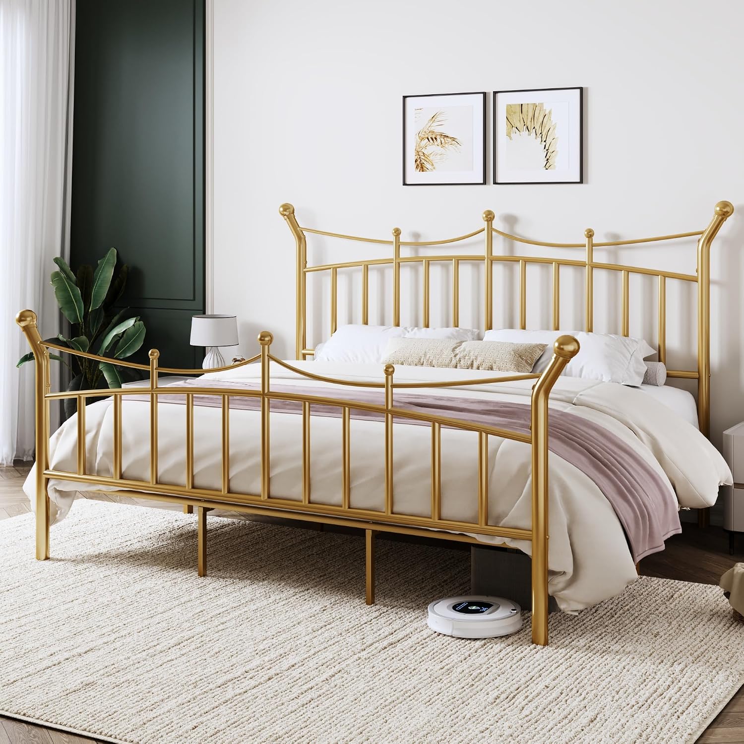 Detalle de Allewie Metal Platform Bed Frame, King Size
