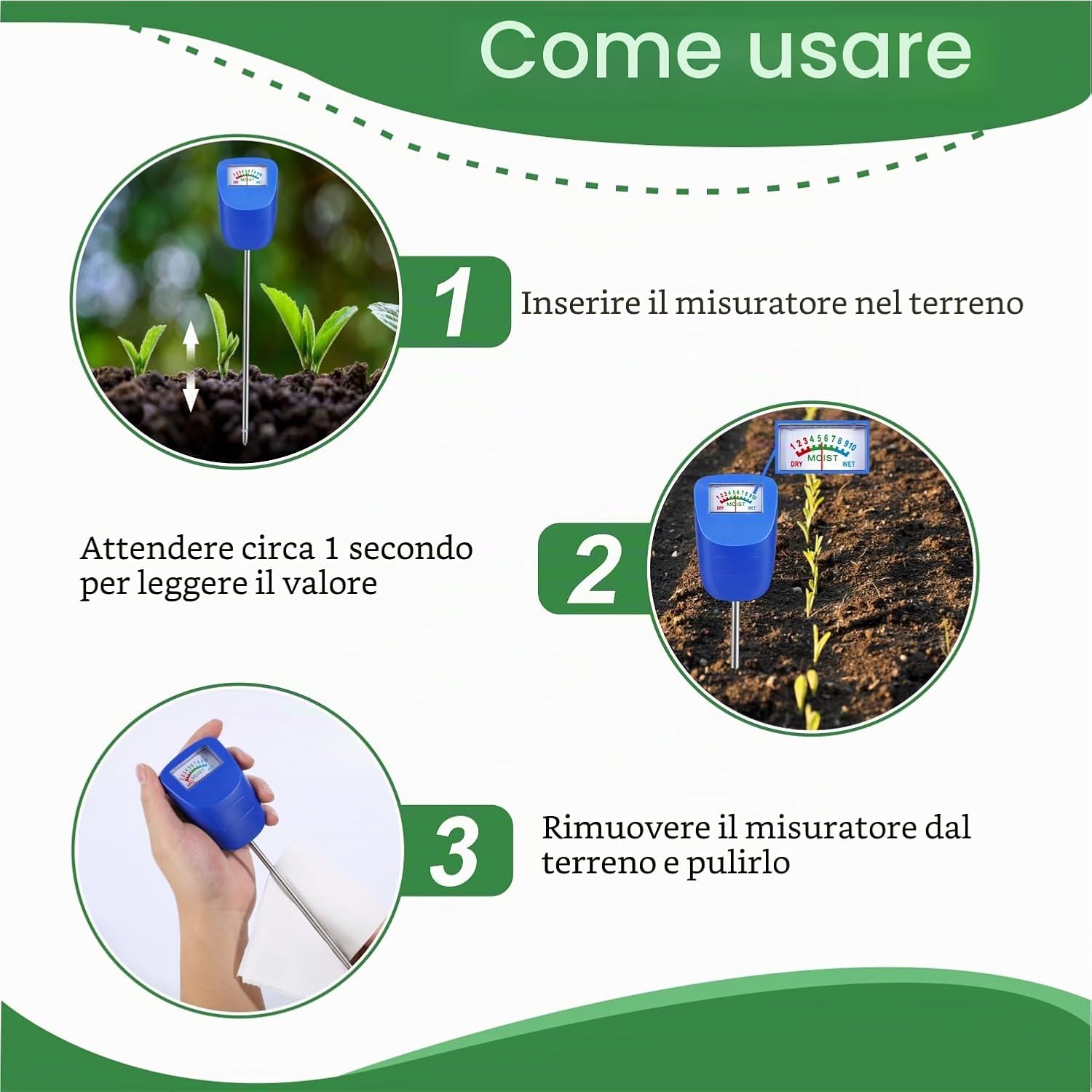 Detalle de XLUX Misuratore di umidità del suolo per piante (confezione da 2), blu
