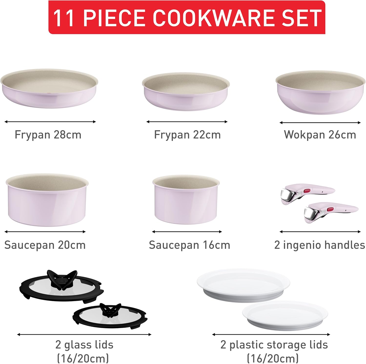 Thumbnail 1 de Tefal Ingenio Serenity 11-Piece Cookware Set (L830SB04) in Pink Clay – induction, stackable non-stick
