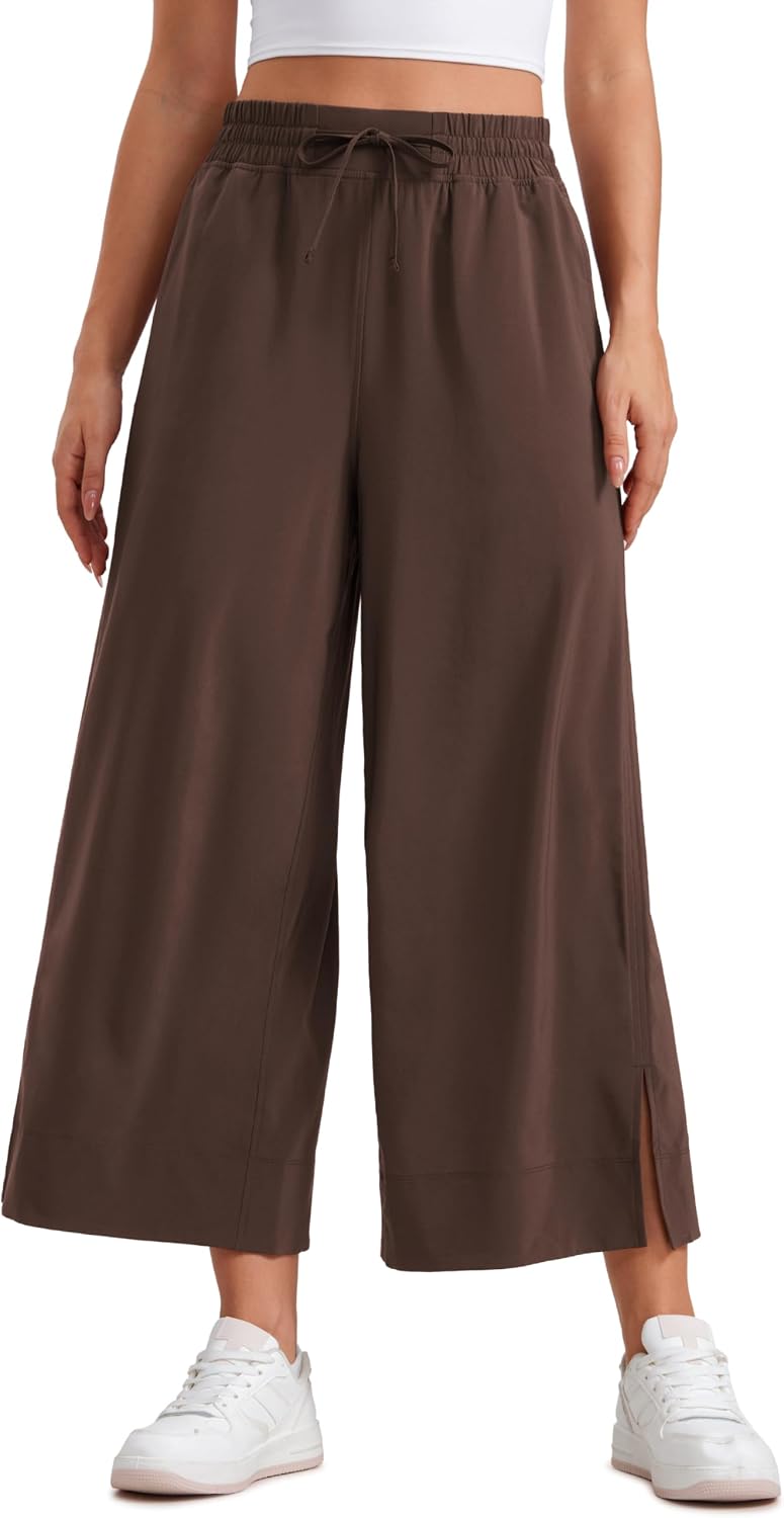 Detalle de CRZ YOGA Pantalon Capri léger à jambe large femme taille haute décontracté