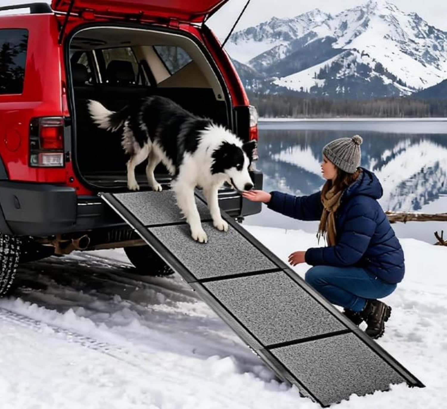 Thumbnail 6 de 180 cm klappbare Hunderampe aus Aluminium für Auto – Traglast bis 110 kg, rutschfeste Oberfläche