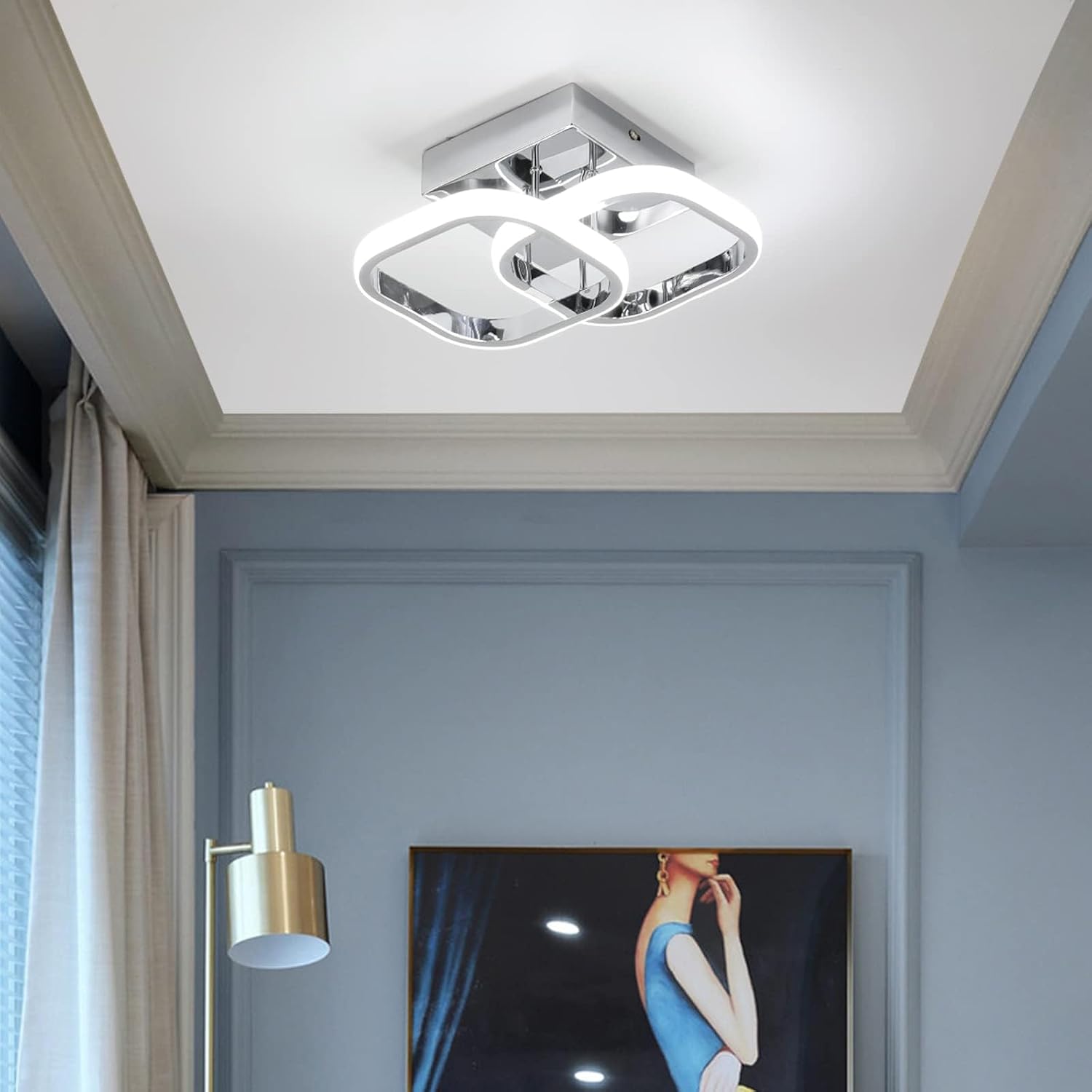 Thumbnail 3 de EIDISUNY 22W LED Square Ceiling Light (Chrome) – Cool White 6000K