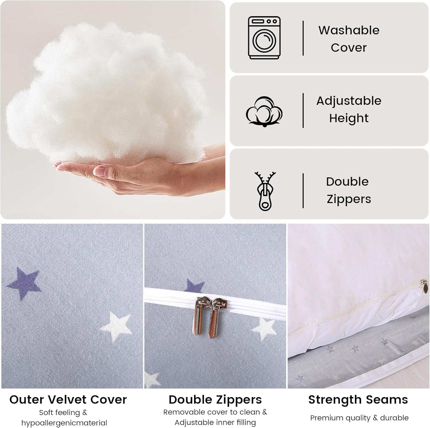Thumbnail 4 de CALIYO Pregnancy Pillow Full Body Pillow (J Shape) – Supportive Maternity Pillow for Back, Hips and Legs
