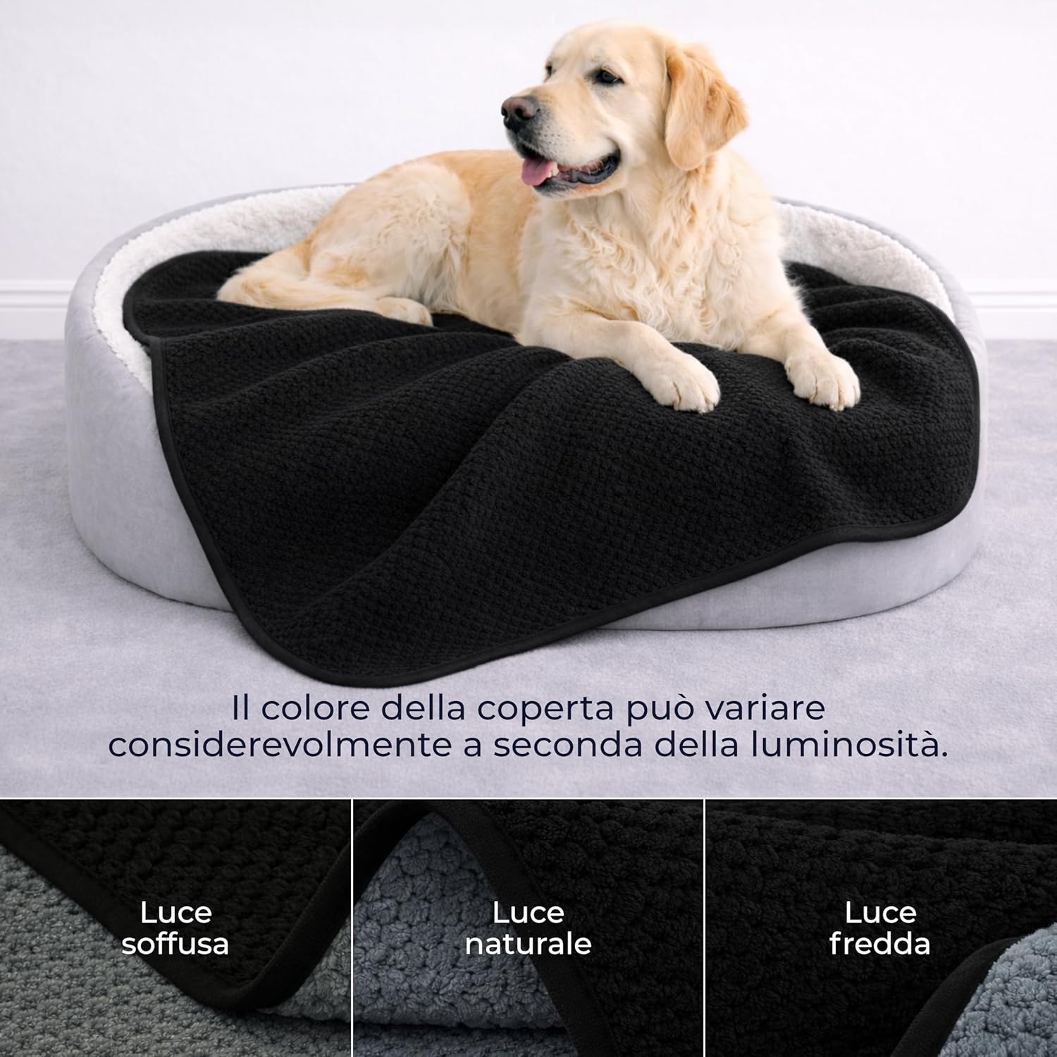 Thumbnail 3 de Dreamzie Coperta Impermeabile 127x152 cm – Pile Sherpa reversibile, lavabile in lavatrice, nero