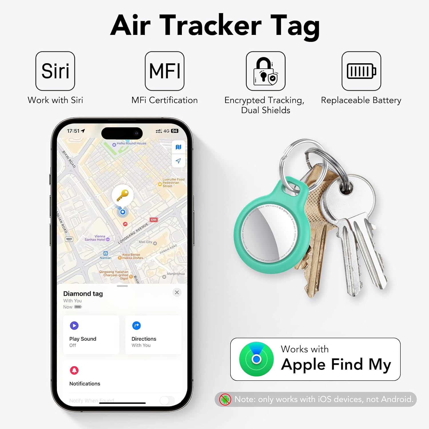 Thumbnail 2 de QCOQ Smart Air Tracker Tag 6 Pack 6 unidades