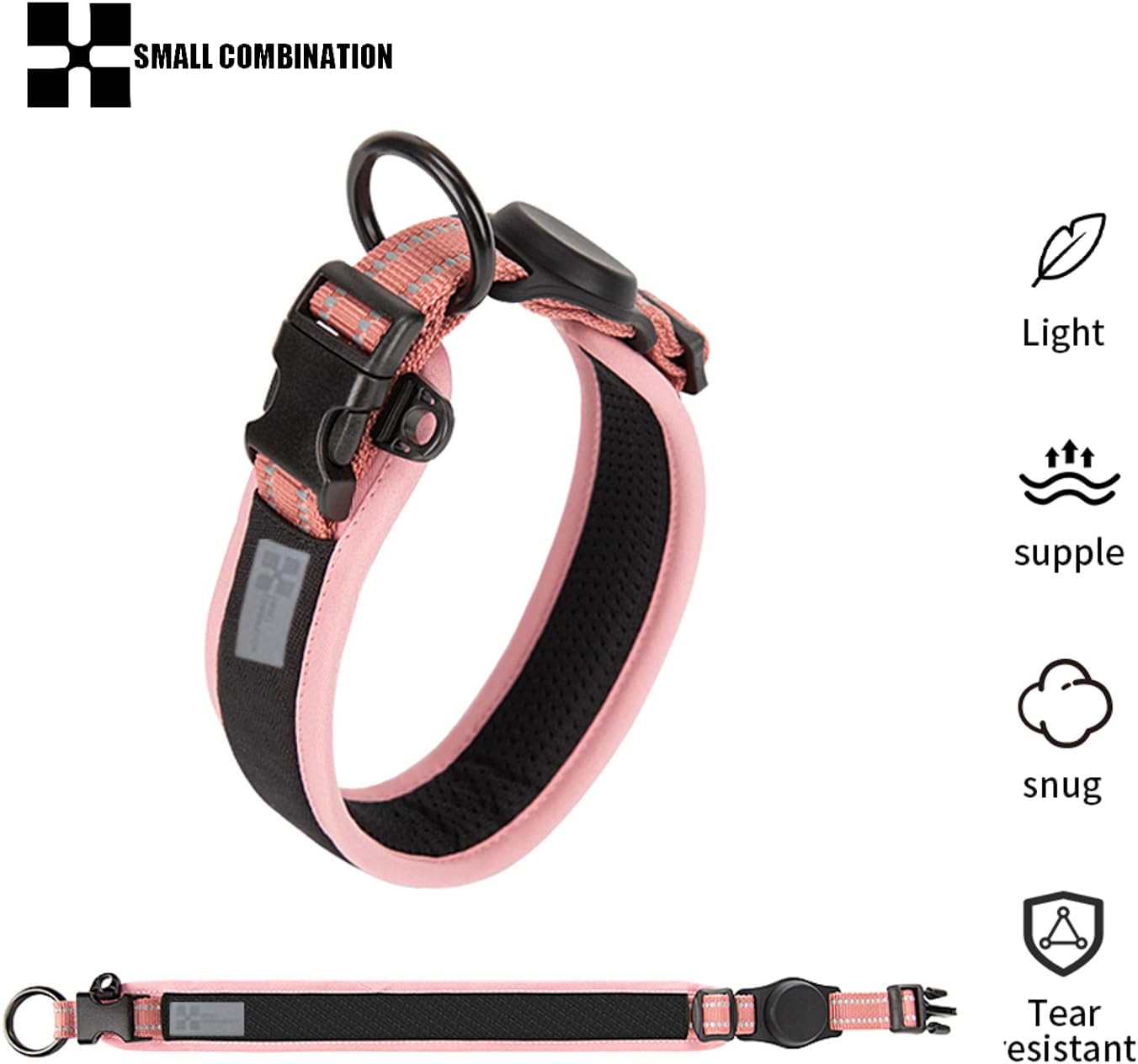 Detalle 2 de Small Combination Adjustable Pet Dog Collar – Turquoise & Black (M) by SMALL COMBINATION