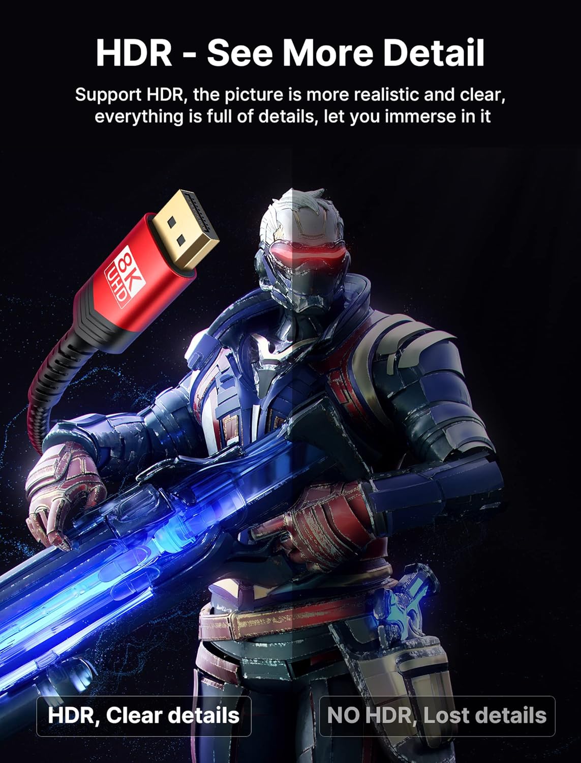 Thumbnail 3 de JSAUX 8K DisplayPort 1.4 Cable (DP to DP) 2m – 240Hz support for gaming and high-resolution displays