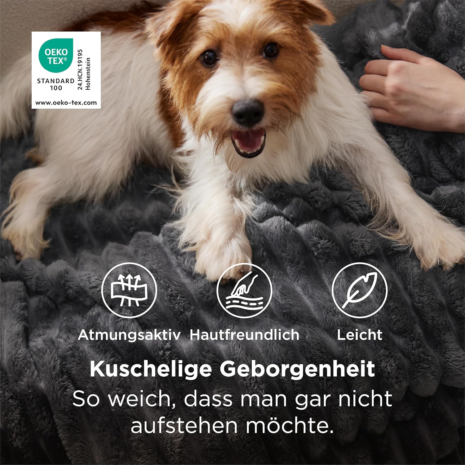 Thumbnail 2 de Bedsure Kuscheldecke für Zimmer Deko – Weiche Wolldecke & Fleecedecke, dunkelgrau 130 x 170 cm