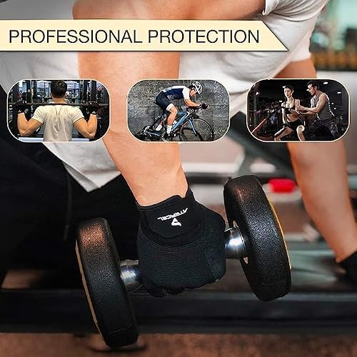 Detalle de Atercel Weight Lifting Gloves (Size M) – Breathable Crossfit & Gym Gloves for Men & Women, Black