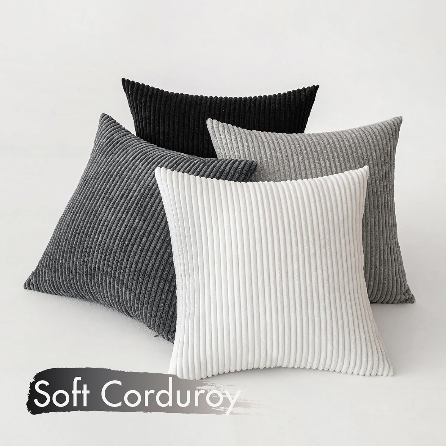 Detalle 2 de MIULEE 4er Set Samt Kissenbezug 40x40 cm – Cord-Grau