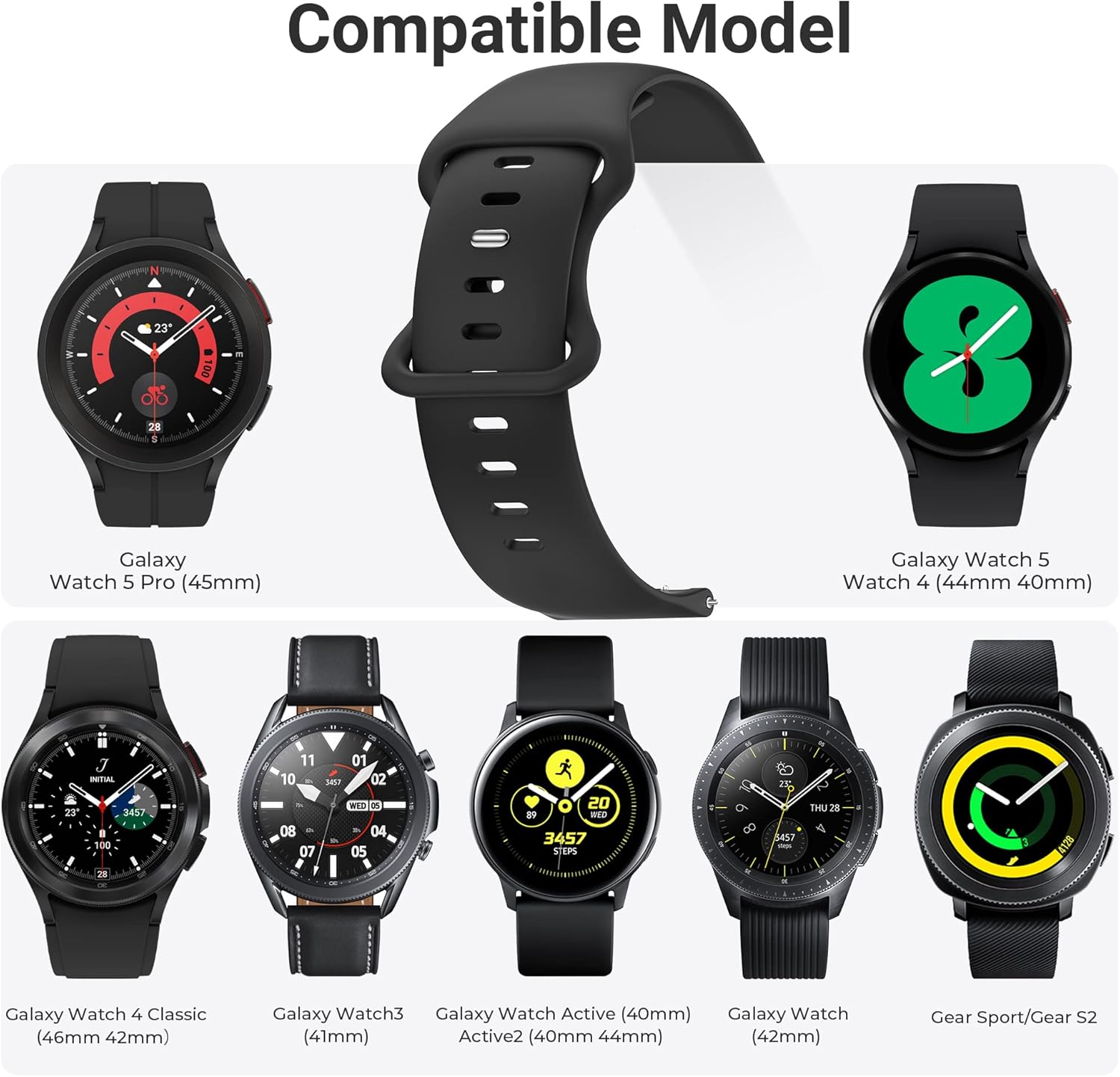 Thumbnail 3 de Higgs 6 Pack Strap for Samsung Galaxy Watch Series (40mm/44mm/45mm) – Soft Silicone Sport Bands
