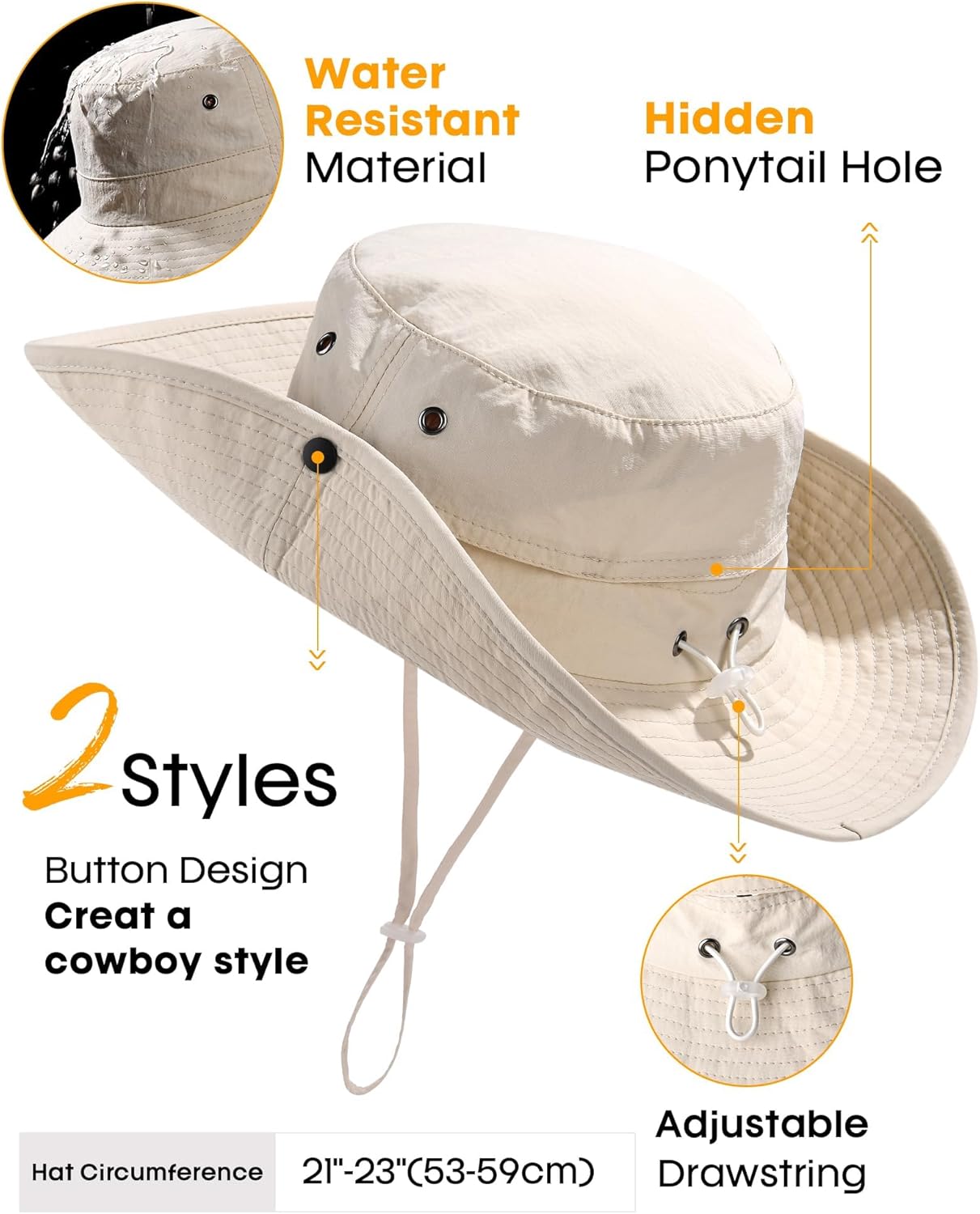 Thumbnail 2 de FURTALK Sun Hat for Women and Men with UPF50+/80+ Protection, Wide Brim, Packable Safari Style