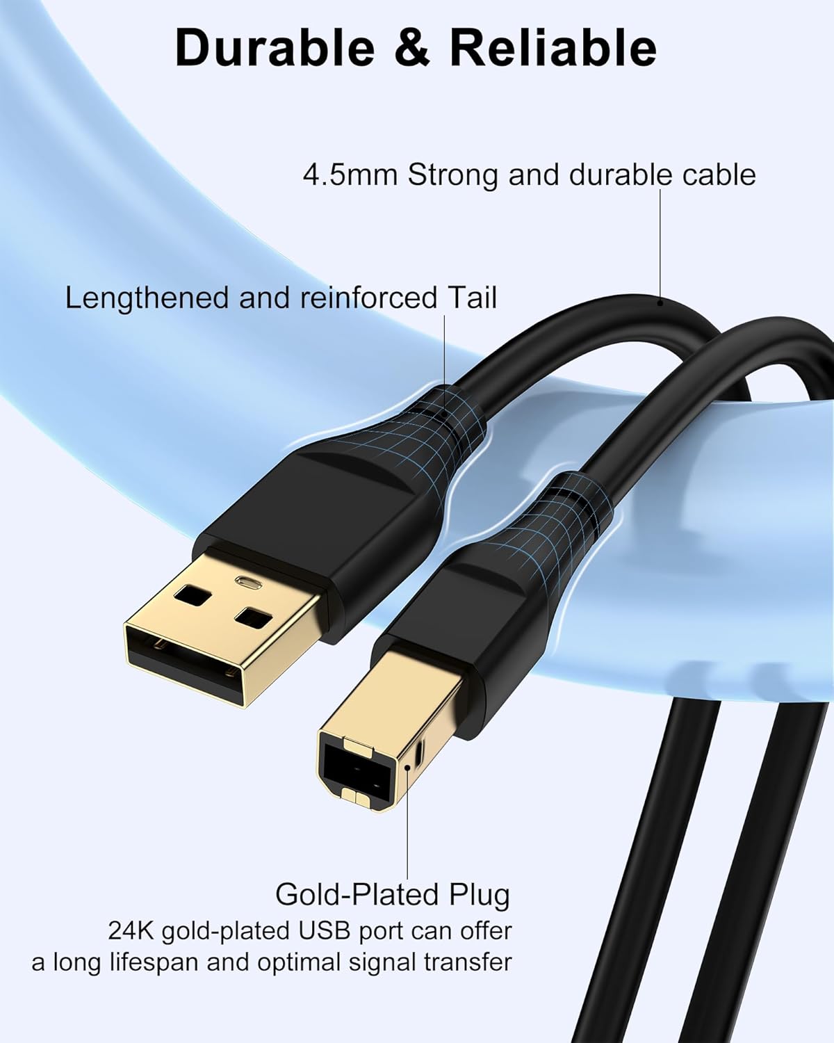 Thumbnail 2 de HP Printer Cable 6ft USB A to B cable for printers 🖨️