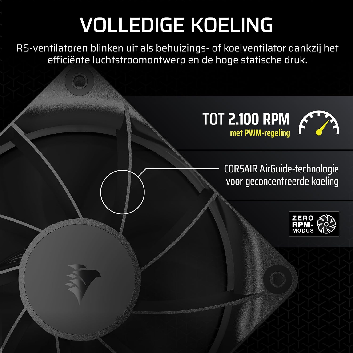 Detalle 2 de CORSAIR RS120 CO-9050188-WW 120mm PWM-ventilator met daisy-chain